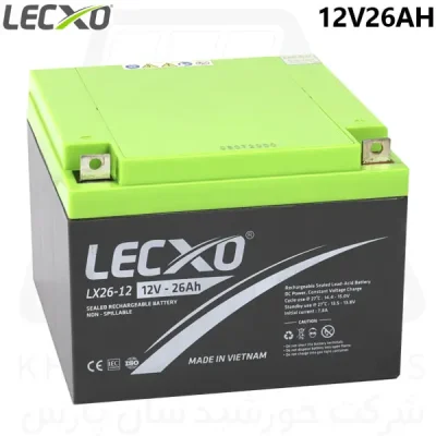خرید باتری ۱۲ ولت 26 آمپر ساعت لکسو LECXO 26 Ah, 12V